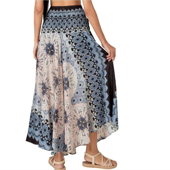 Joob Joob Blue Floral Boho Chic Multi Way Asymmetrical Maxi Skirt Size L / XL - Picture 14 of 15